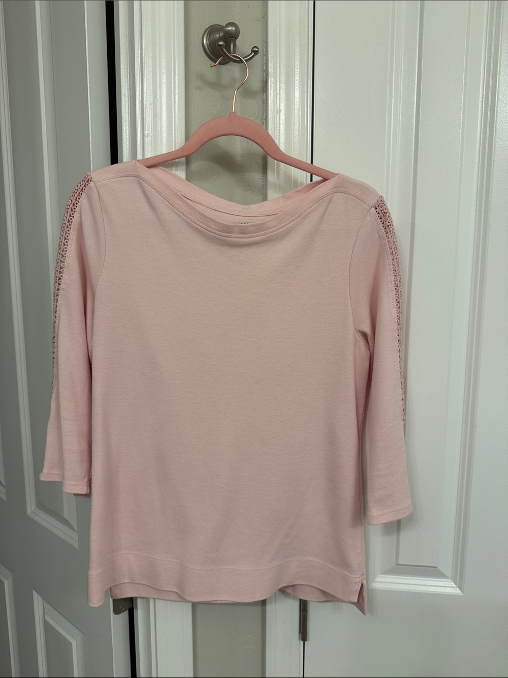 Appleseed's Light Pink Scoop Neck 3/4 Sleeve Top